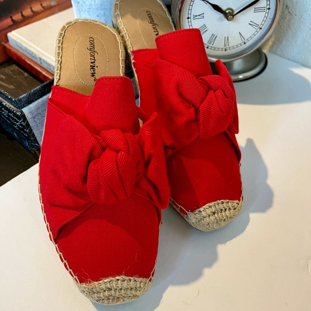 Women’s Red Slip On Espadrilles Flats.